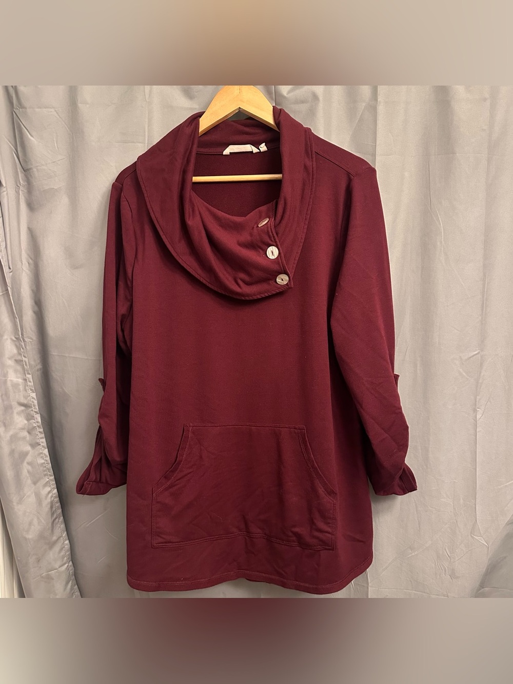 Soft Surroundings Kassidy Cowl Neck Tunic Top Pullover Burgundy Women’s 1X